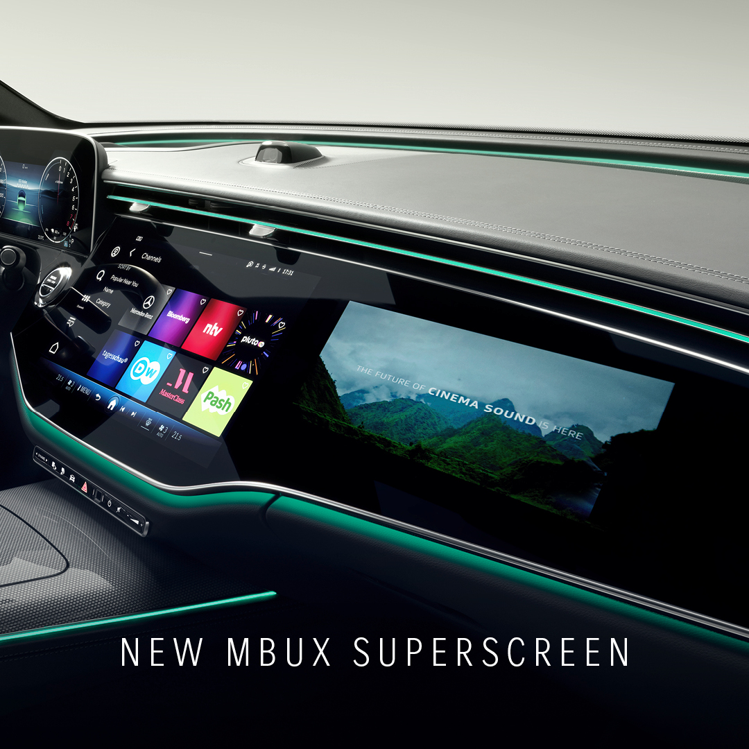 圖二、全新 E-Class 導入全新世代的 MBUX 車載系統，並可選 MBUX Superscreen